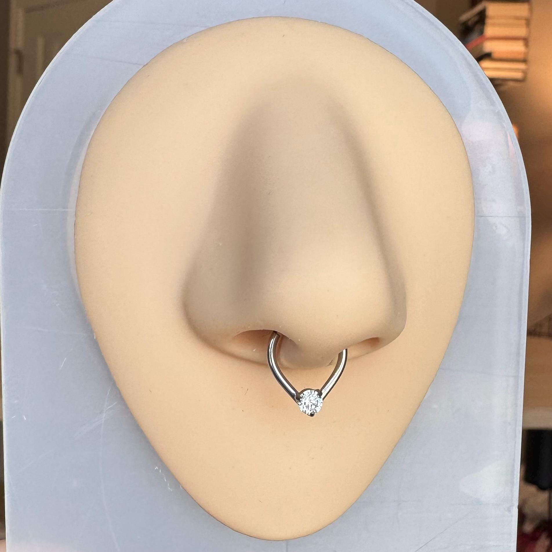 Crystal Tear Septum Ring-Septum Ring-Silver-8mm-Elara Body Jewelry