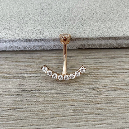 Ecliptic Crescent Belly Button Ring-Belly Button Rings-Rose gold-Elara Body Jewelry