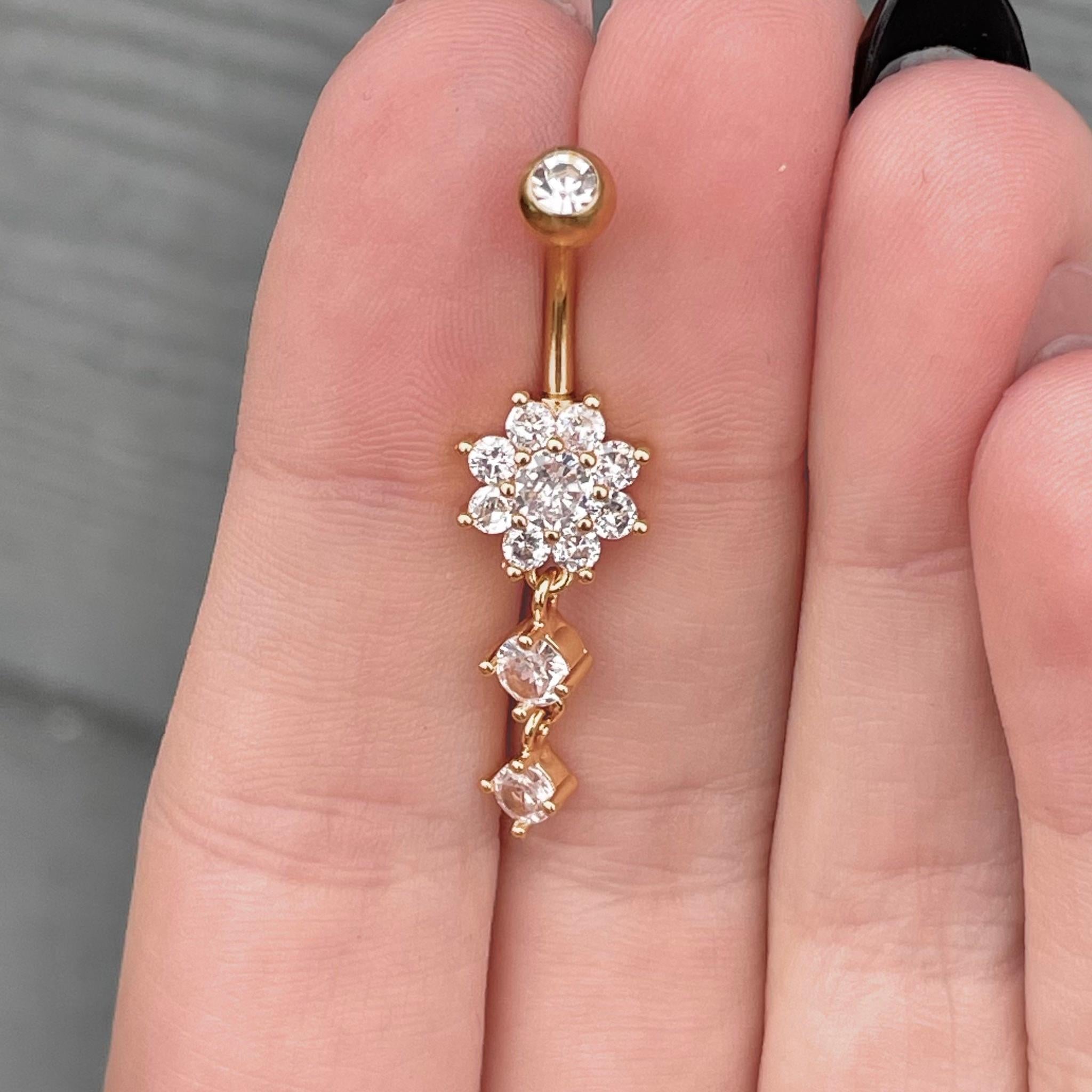 Fleurvale Belly Button Ring-Belly Button Rings-Gold-Elara Body Jewelry