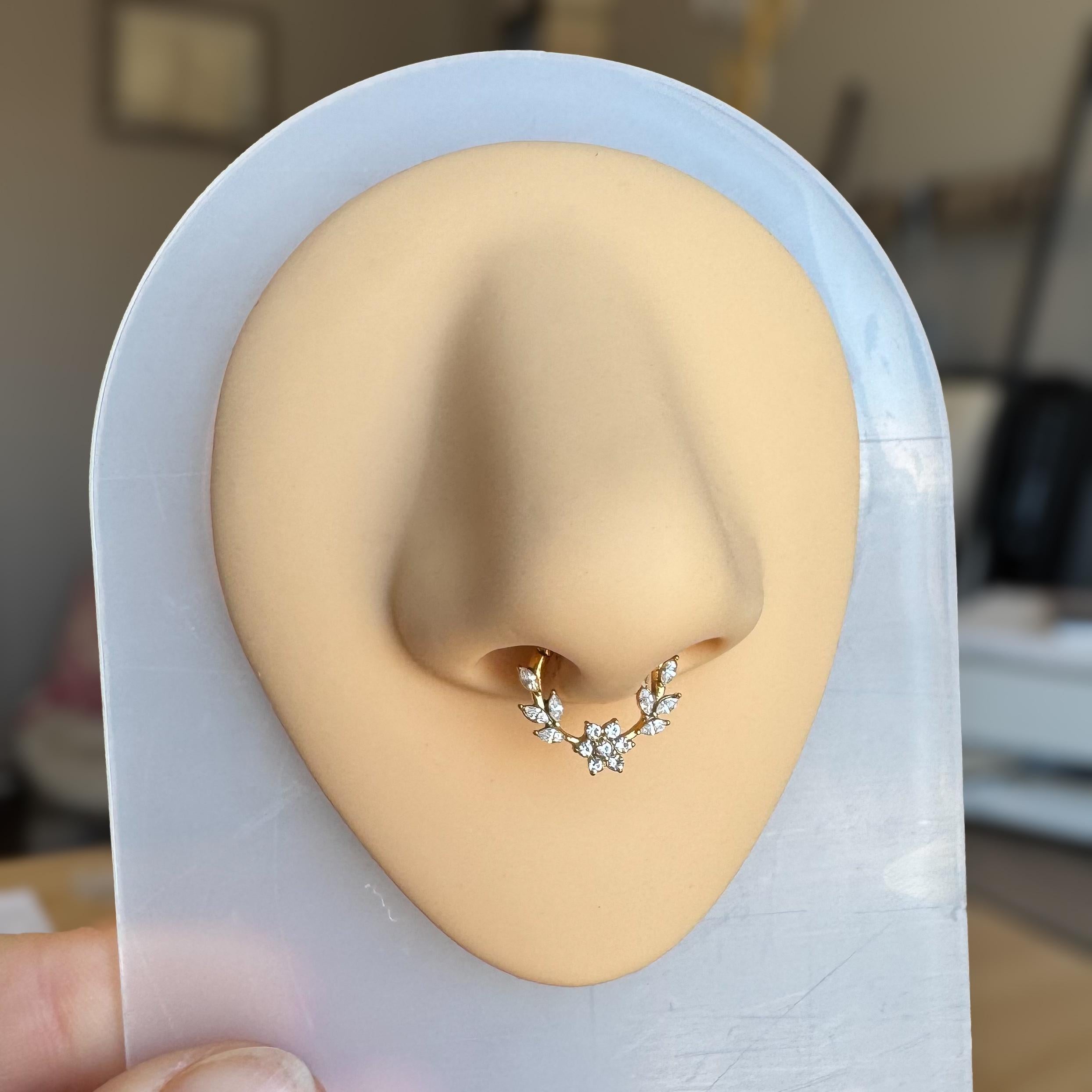 Floreline Septum Ring-Septum Ring-Elara Body Jewelry