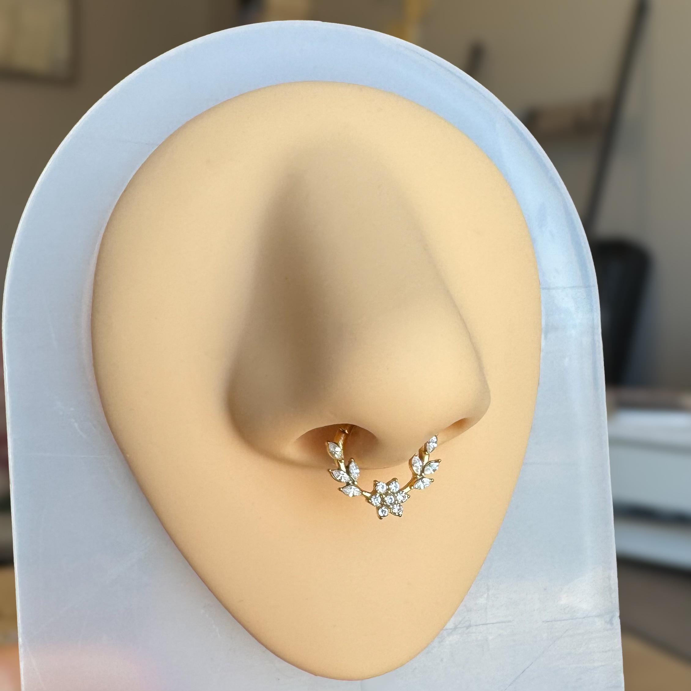 Floreline Septum Ring-Septum Ring-Elara Body Jewelry