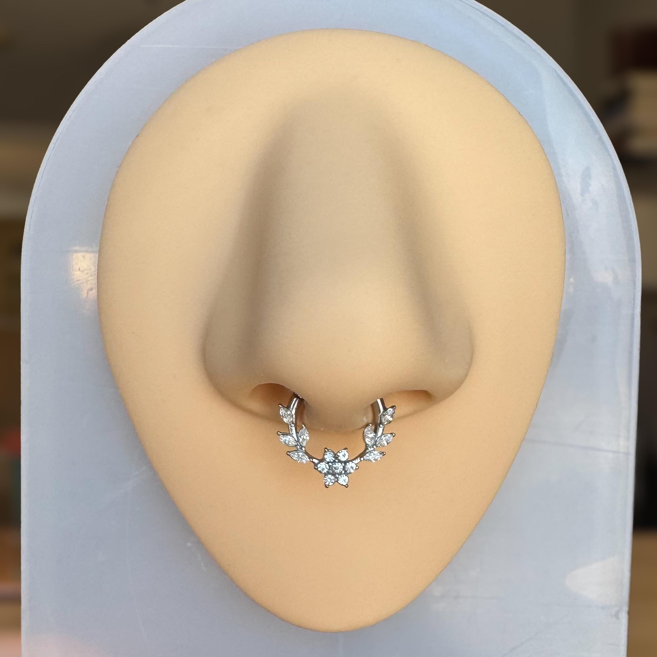 Floreline Septum Ring-Septum Ring-Elara Body Jewelry