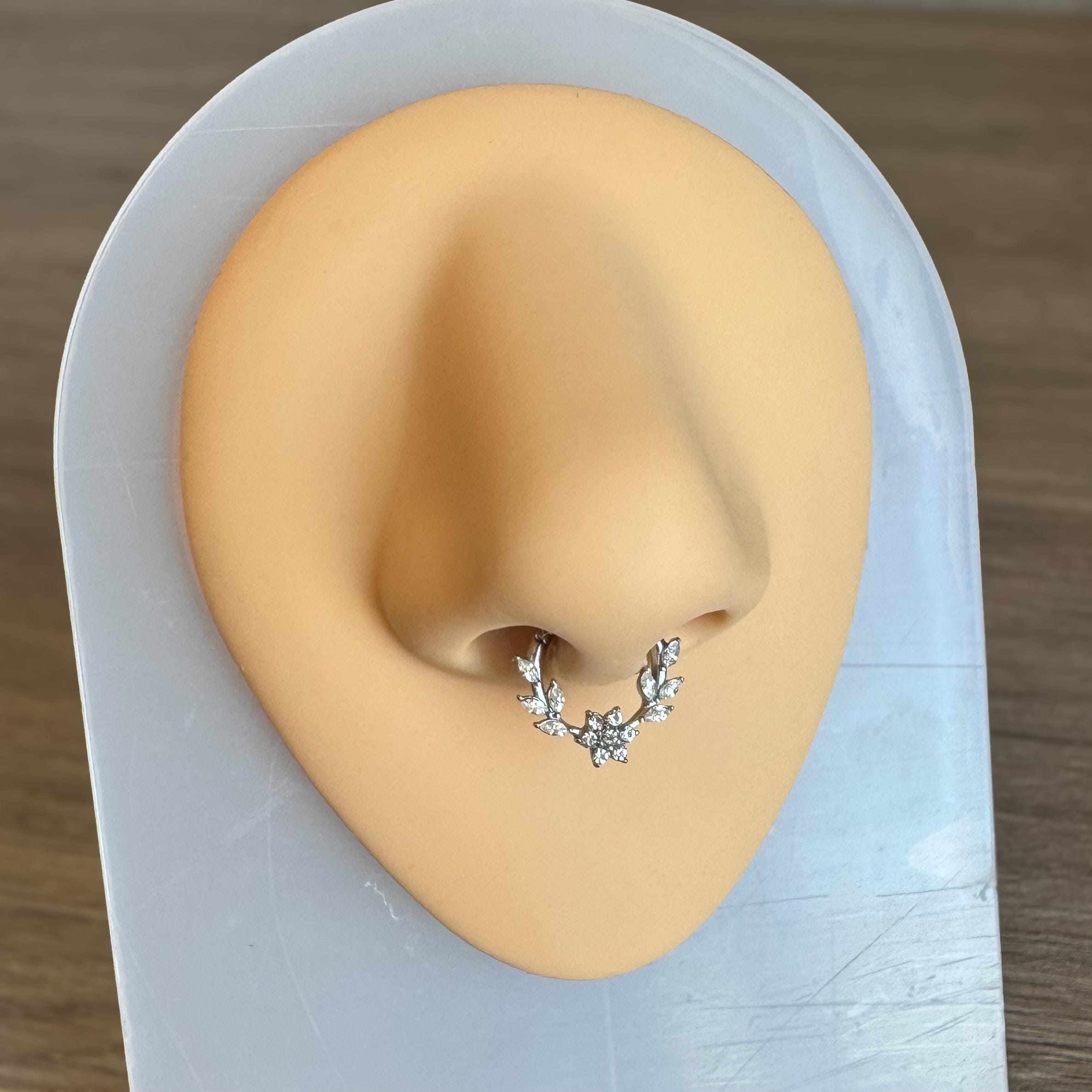 Floreline Septum Ring-Septum Ring-Elara Body Jewelry