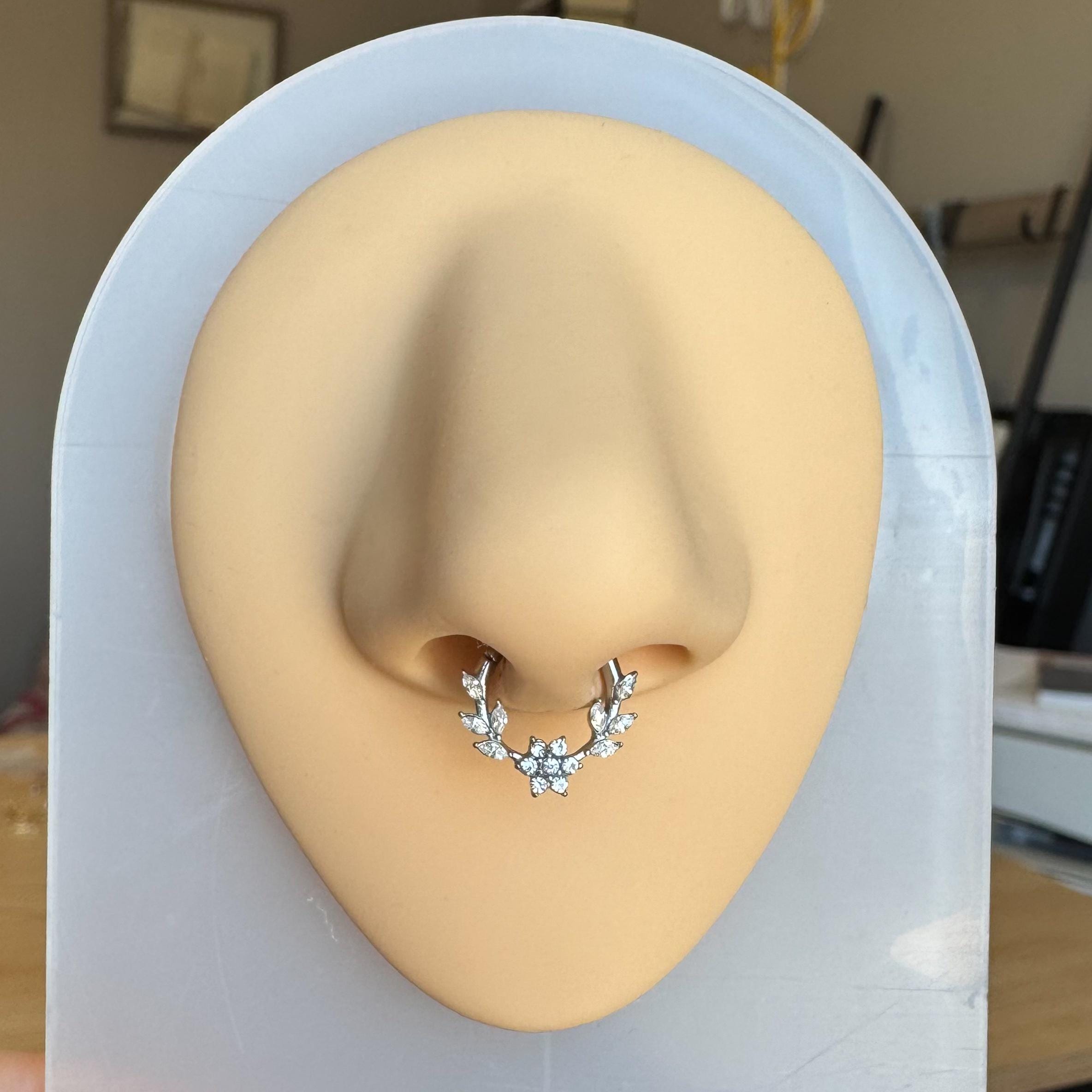 Floreline Septum Ring-Septum Ring-Elara Body Jewelry