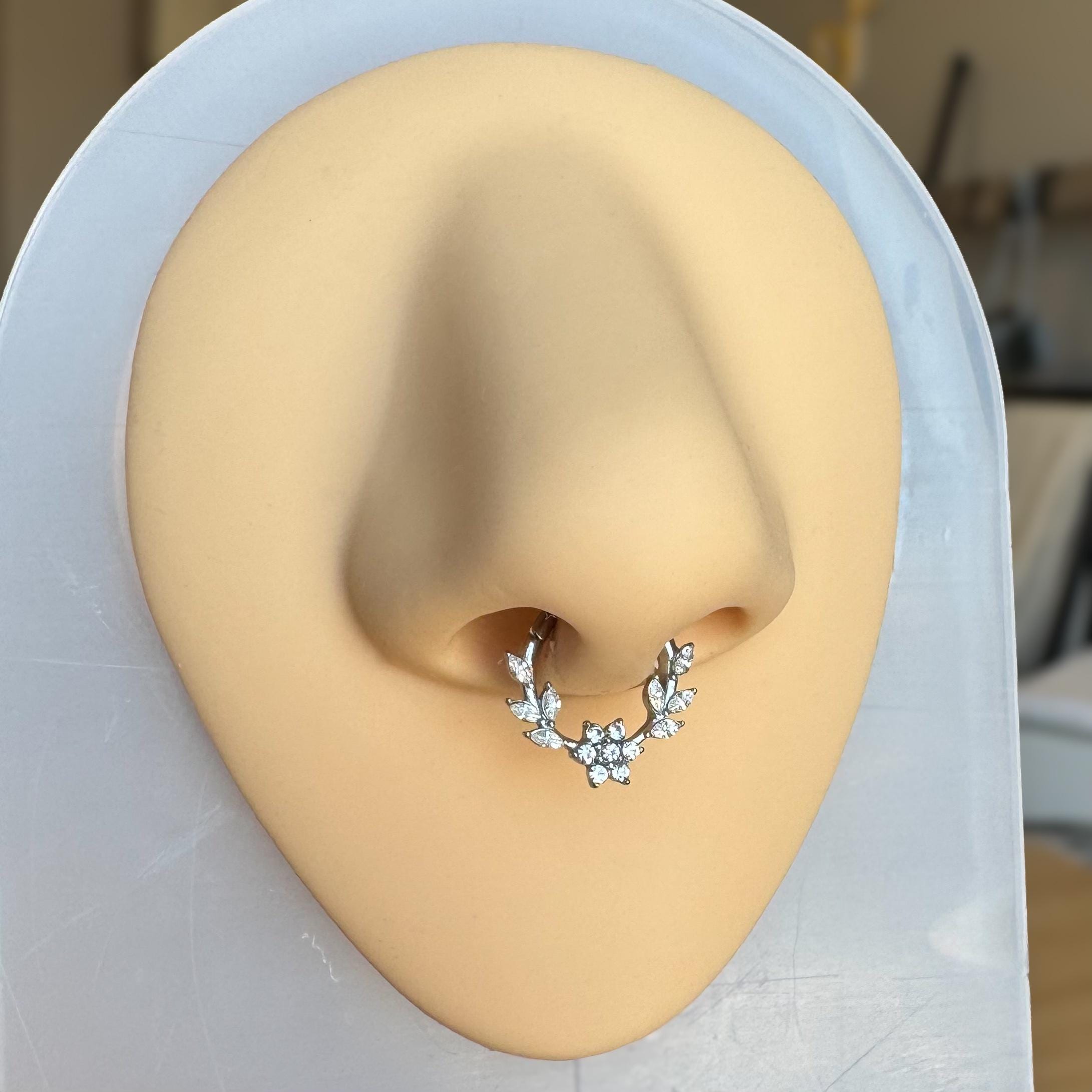 Floreline Septum Ring-Septum Ring-Elara Body Jewelry