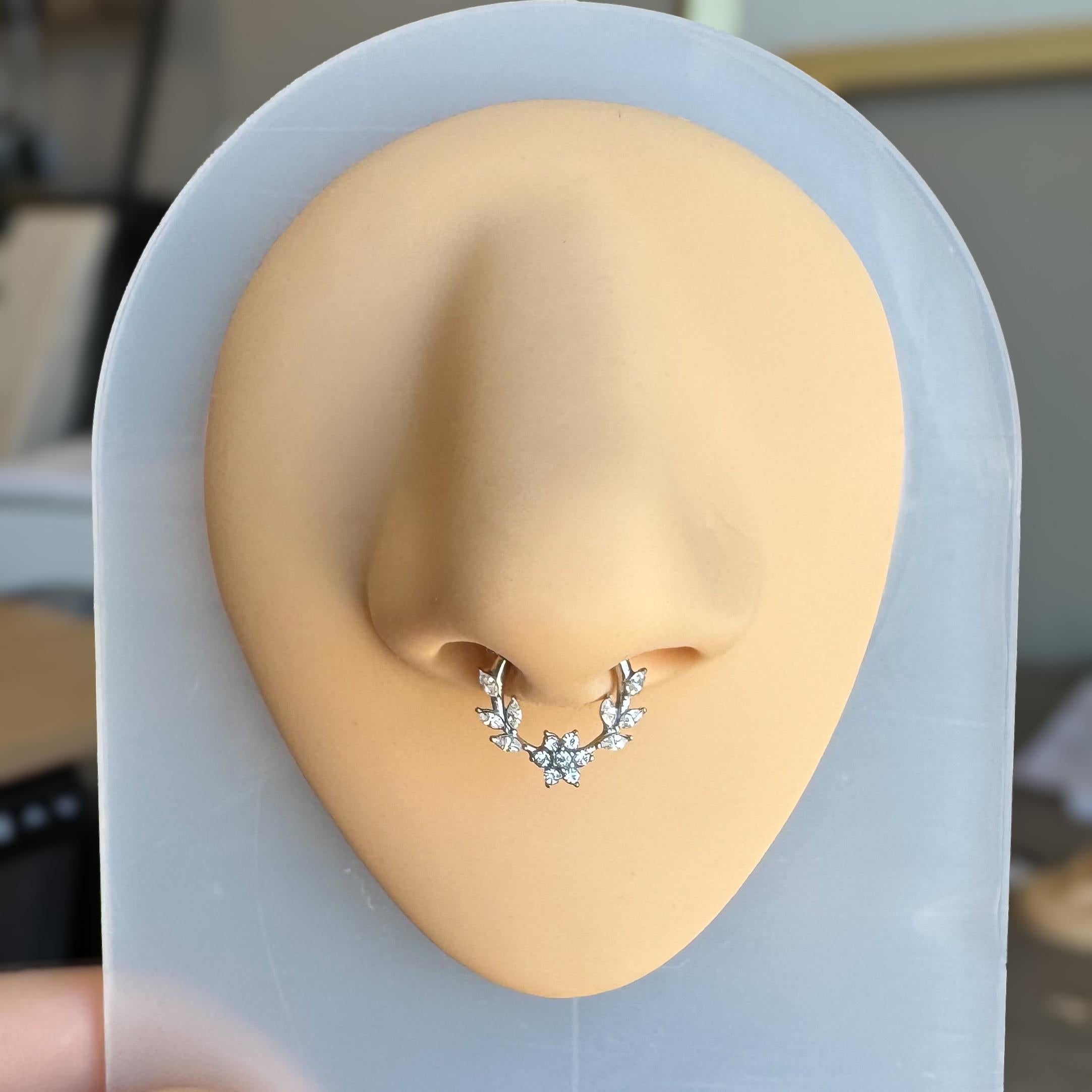 Floreline Septum Ring-Septum Ring-Elara Body Jewelry