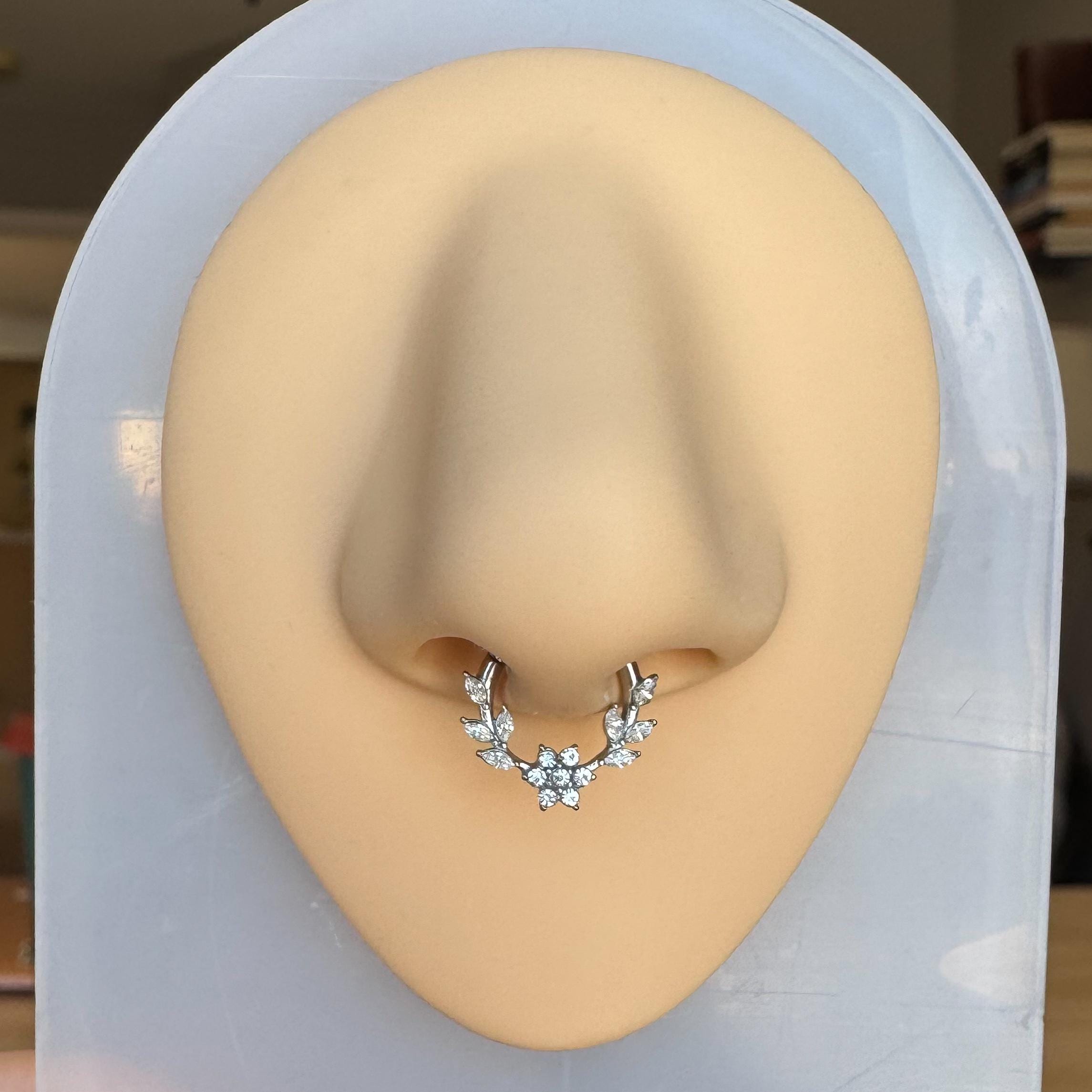 Floreline Septum Ring-Septum Ring-Silver-8mm-Elara Body Jewelry