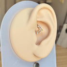 Frosted Fern Daith Earring-Daith Earring-Gold-8mm Diameter-Elara Body Jewelry