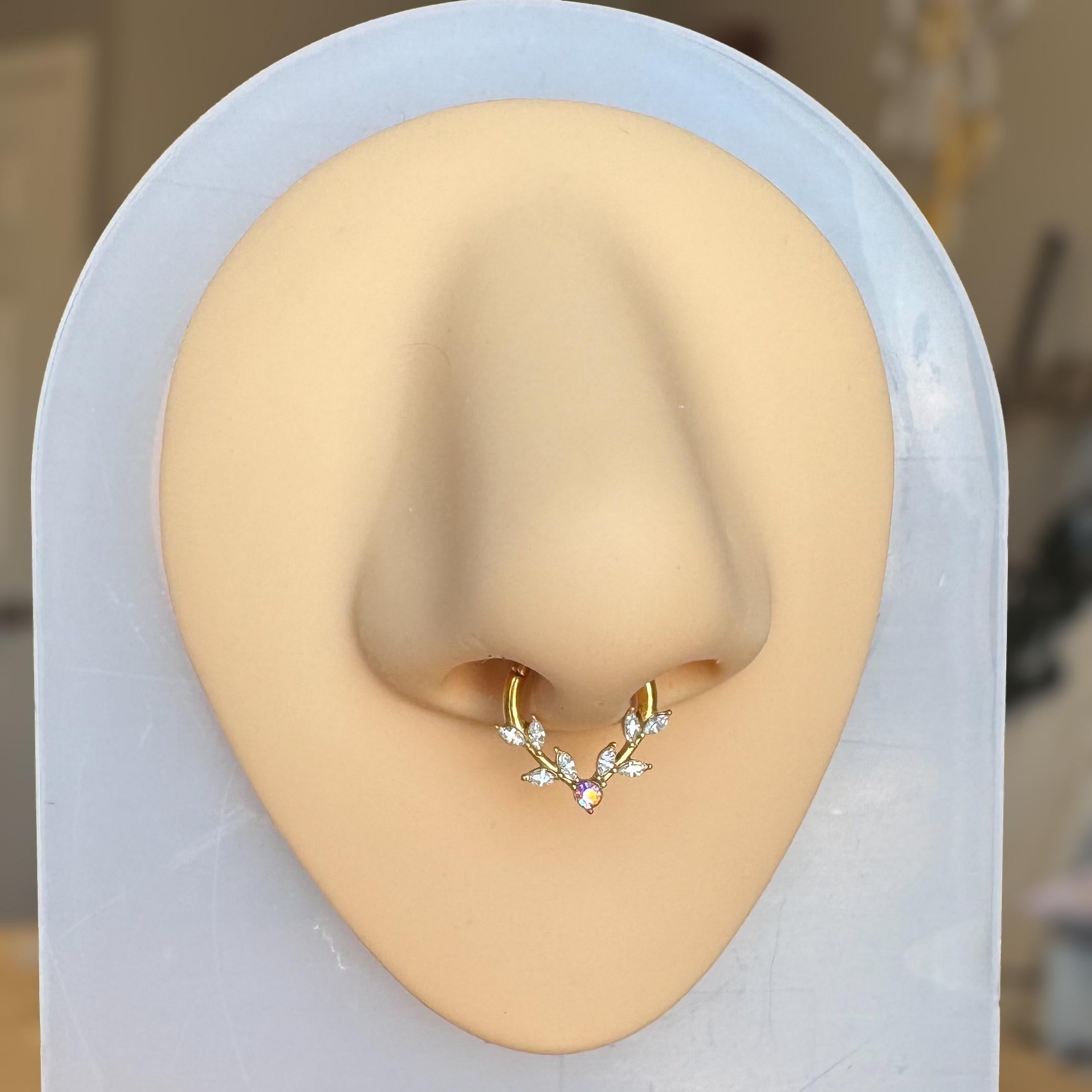 Frosted Fern Septum Ring-Septum Ring-Elara Body Jewelry
