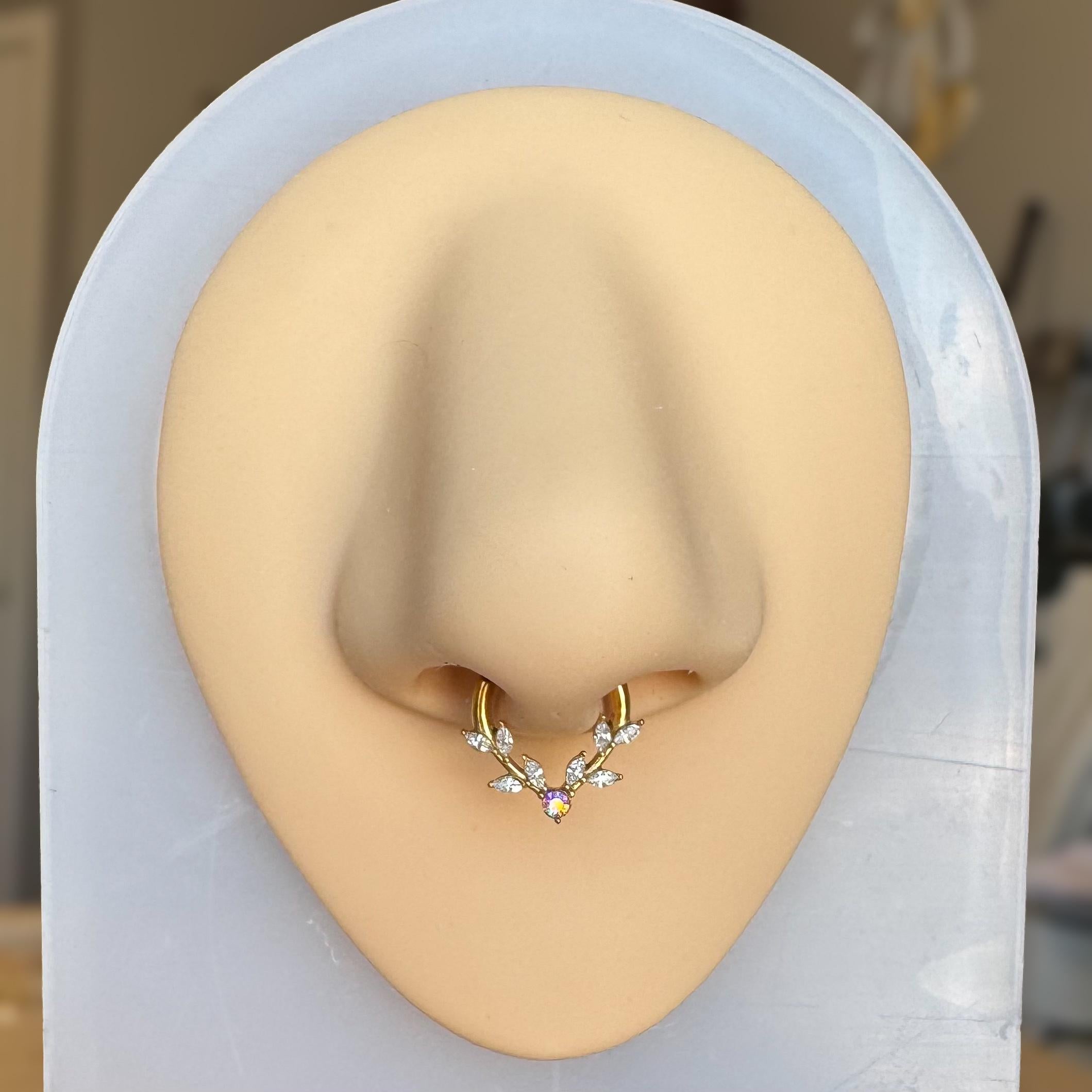 Frosted Fern Septum Ring-Septum Ring-Elara Body Jewelry