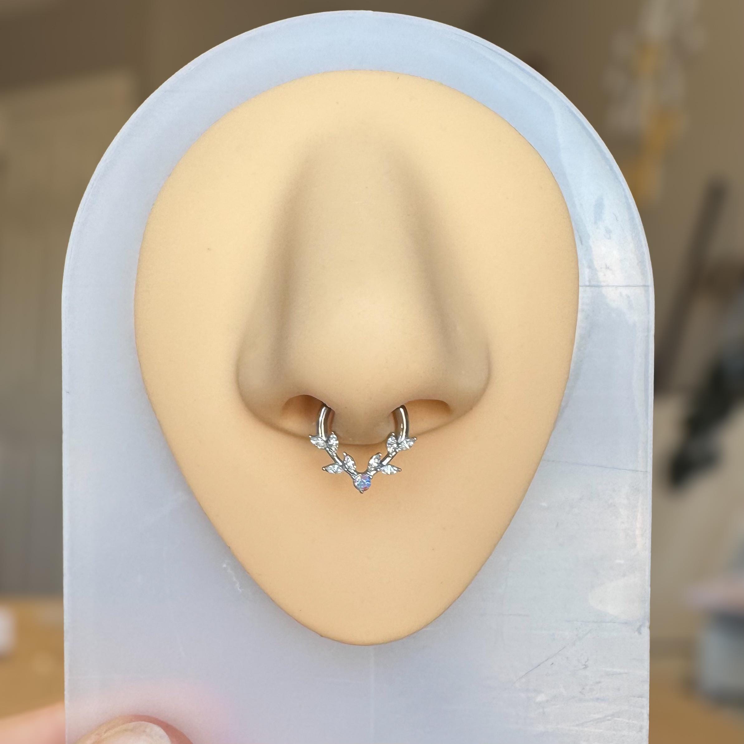Frosted Fern Septum Ring-Septum Ring-Elara Body Jewelry