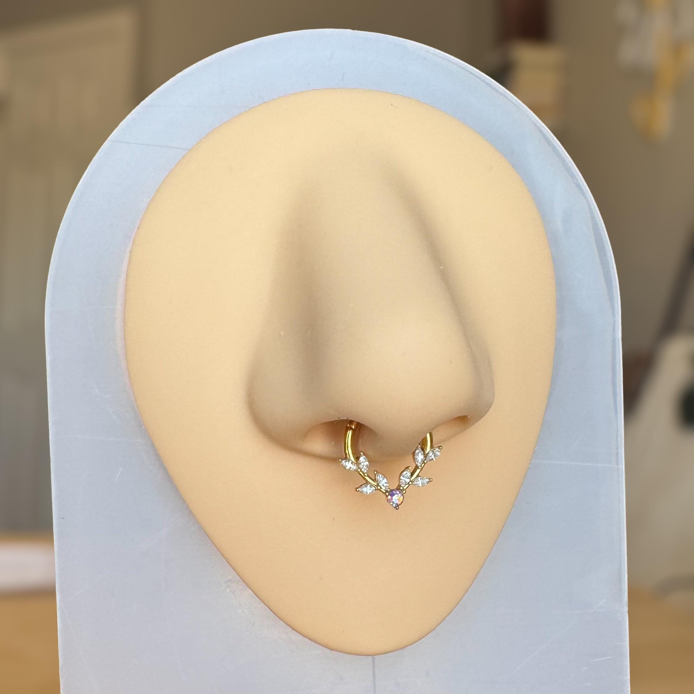 Frosted Fern Septum Ring-Septum Ring-Elara Body Jewelry
