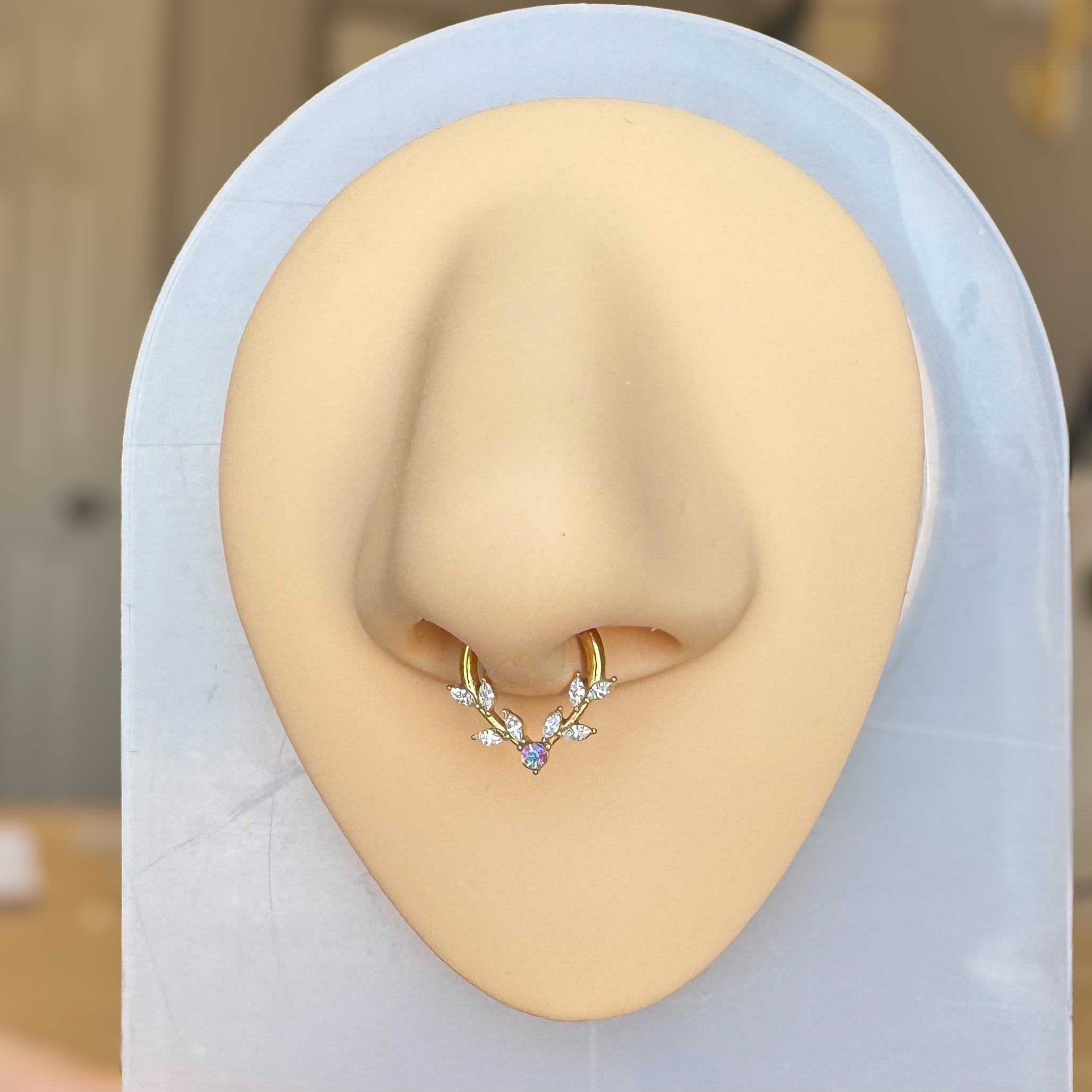 Frosted Fern Septum Ring-Septum Ring-Elara Body Jewelry