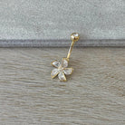 Gold Flower Belly Button Ring (14G, 10mm, Surgical Steel)-Belly Button Rings-Elara Body Jewelry