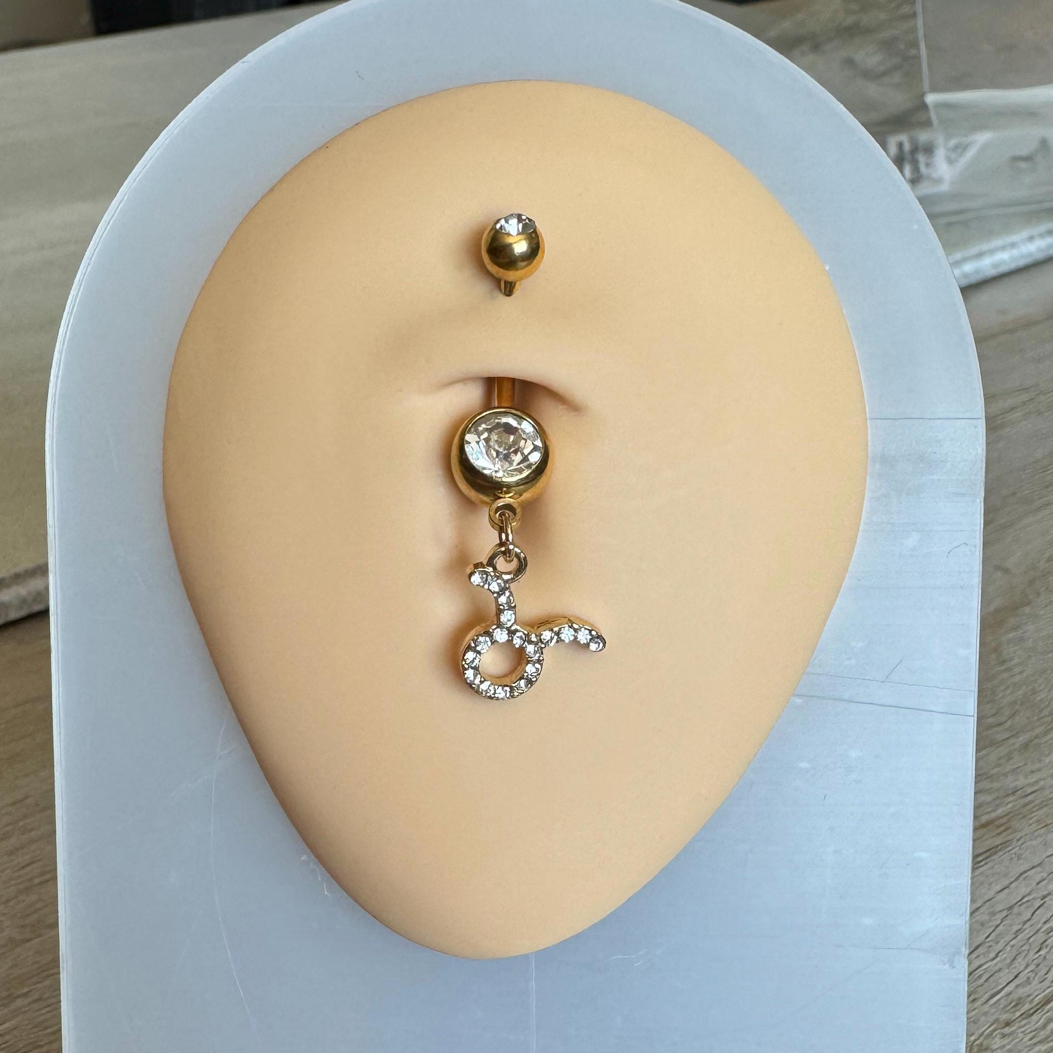 Gold Zodiac Belly Button Ring-Belly Button Rings-Elara Body Jewelry