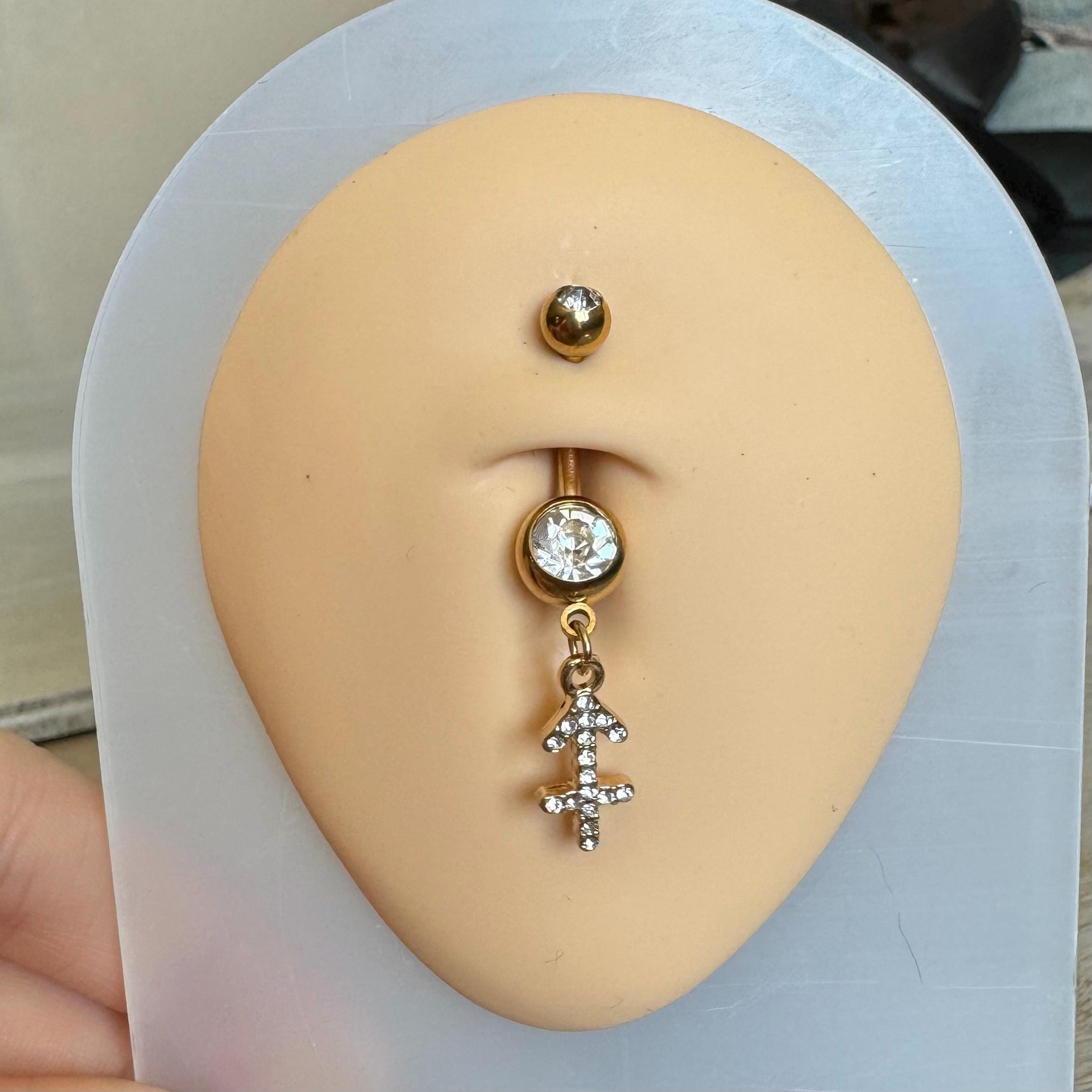 Gold Zodiac Belly Button Ring-Belly Button Rings-Elara Body Jewelry