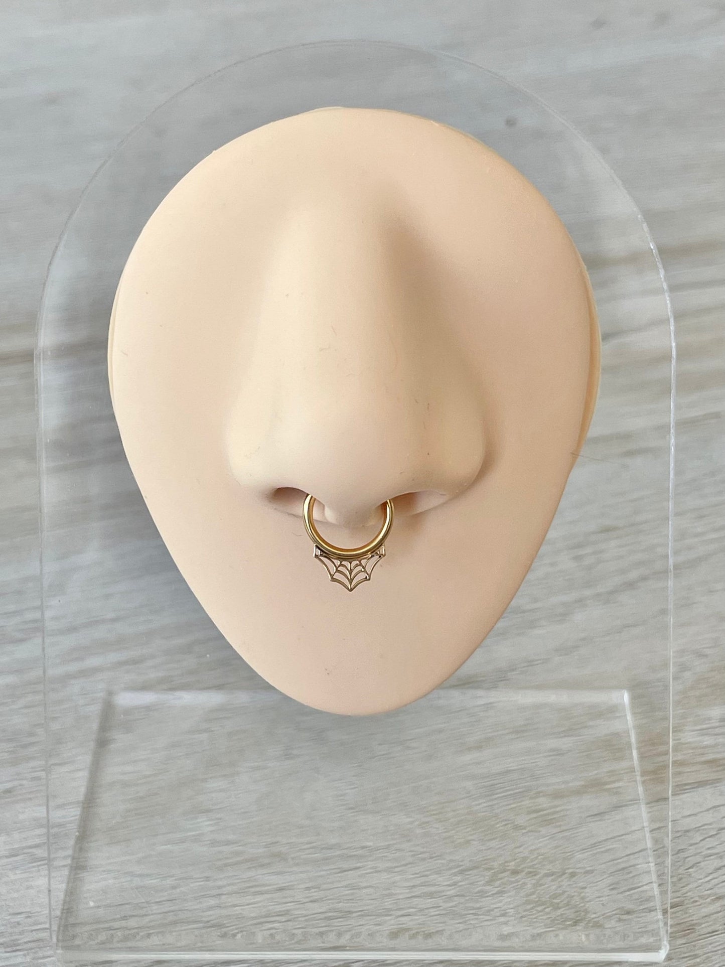 Spiderweb Halloween Septum Ring (16G, 8mm, Surgical Steel, Gold or Silver)