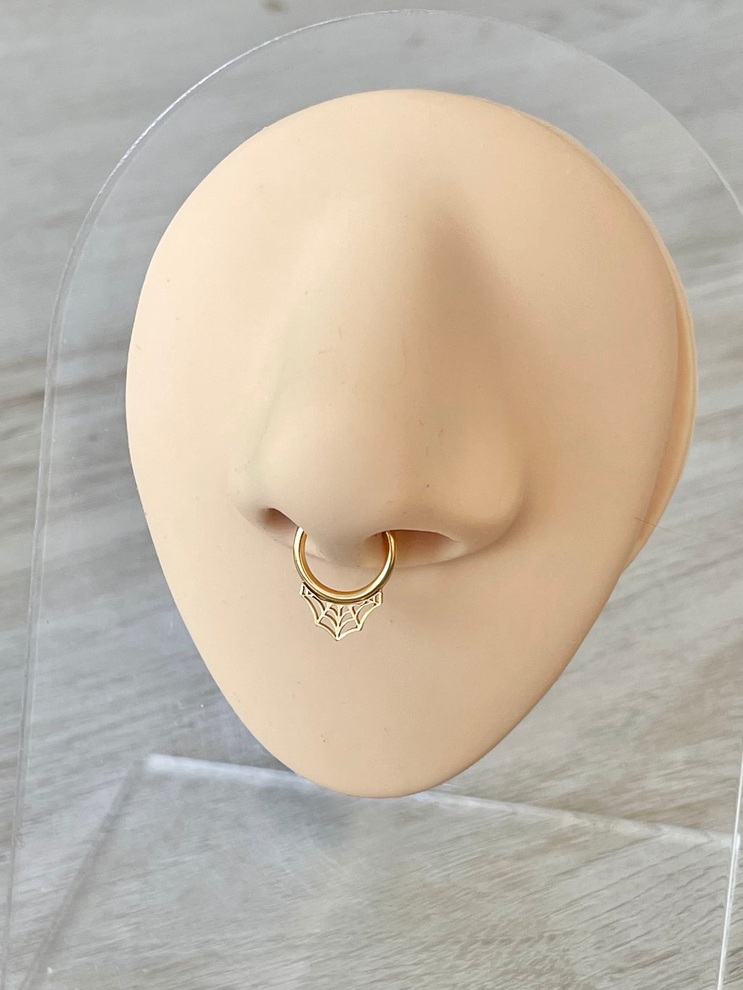 Spiderweb Halloween Septum Ring (16G, 8mm, Surgical Steel, Gold or Silver)