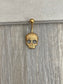 Gold Halloween Skull Belly Button Ring (14G, 10mm, Surgical Steel, Gold or Silver)