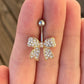 Silver Aurora CZ Bow Belly Button RIng (14G, 10mm, Surgical Steel, Gold, Rose Gold or Silver)