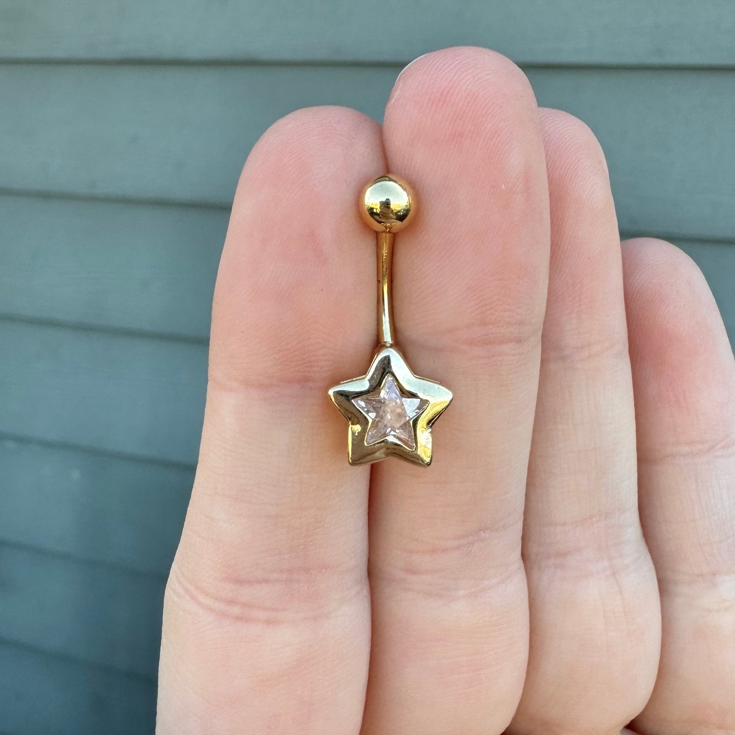Simple Star Belly Button Ring (14G | 10mm | 14k Plated over Surgical Steel)