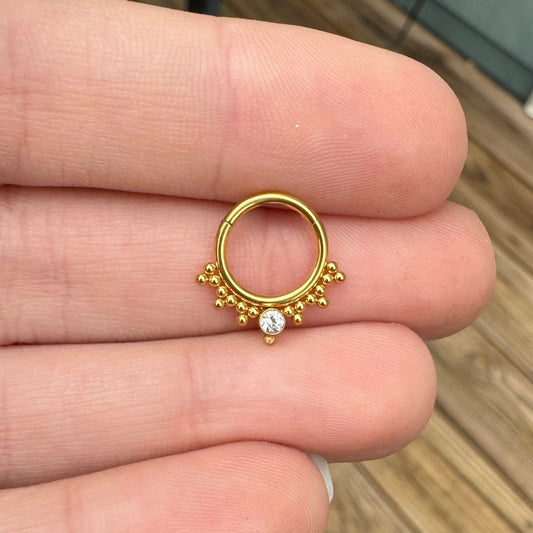 Unique Gold Septum Ring (16G, 8mm, Surgical Steel, Gold or Silver)