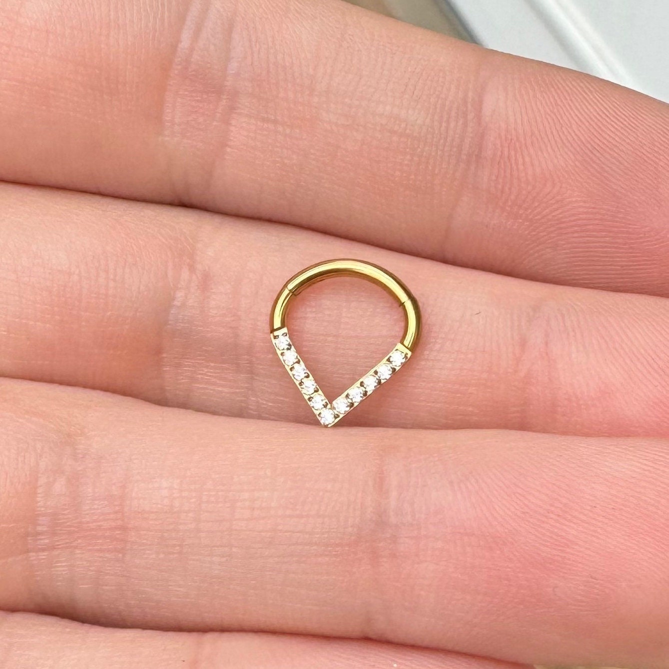 Gold V Septum Ring (16G, 8mm, Titanium, Several Color Options)