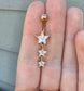 Dangly Star Belly Button Ring (14G, 10mm, Surgical Steel, Silver or Gold)