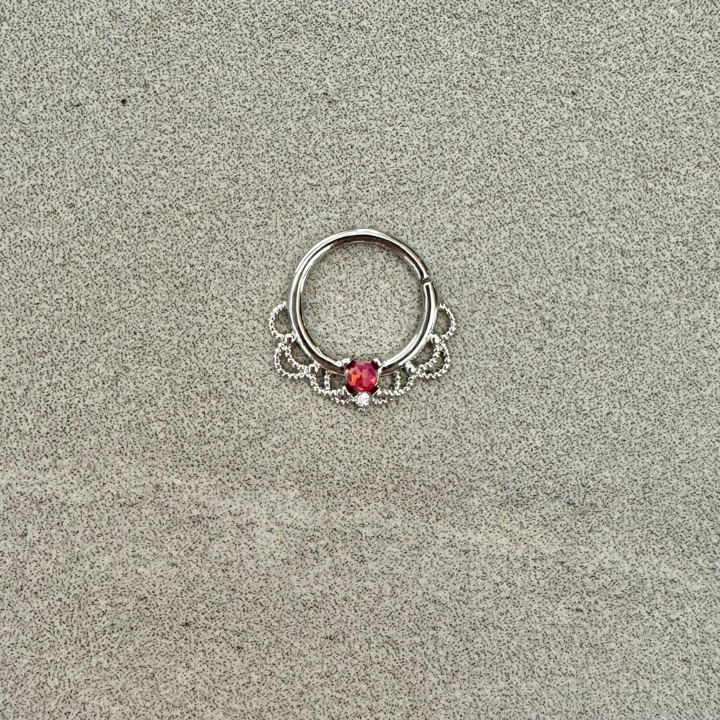 Opal Filigree Septum Ring (16G, 10mm, Rose Gold, Gold or Silver)