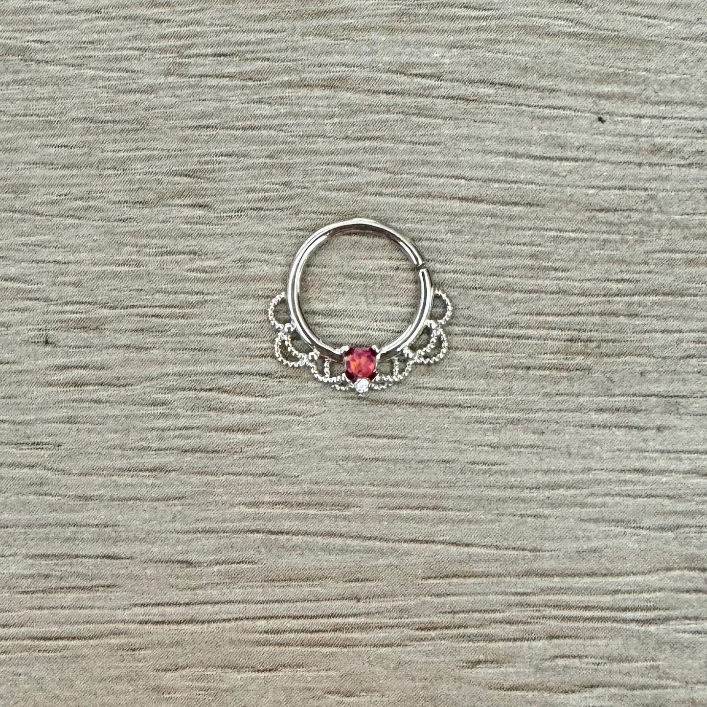 Opal Filigree Septum Ring (16G, 10mm, Rose Gold, Gold or Silver)