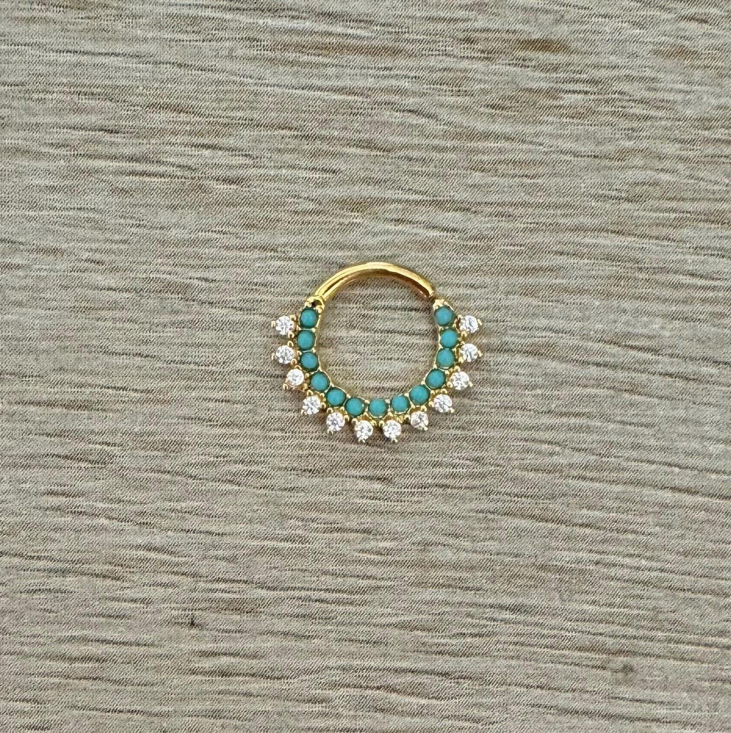 Gold Turquoise Daith Earring (16G, 8mm, Gold or Silver)