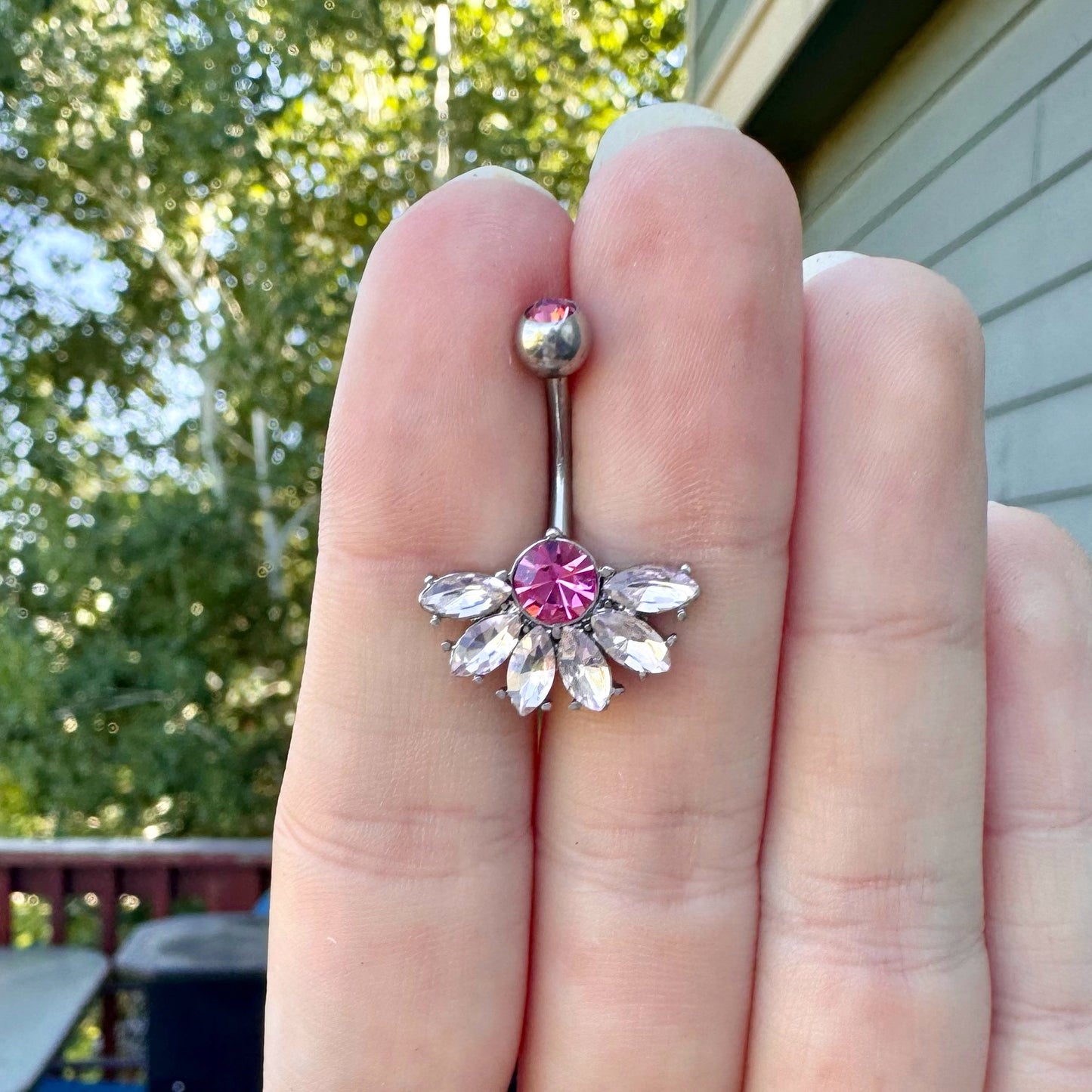 Pink Belly Button Ring, Dainty Belly Button Jewelry, Cute Small Belly Button Piercing Ring, Navel Jewelry Piercing Ring, Unique Belly Rings