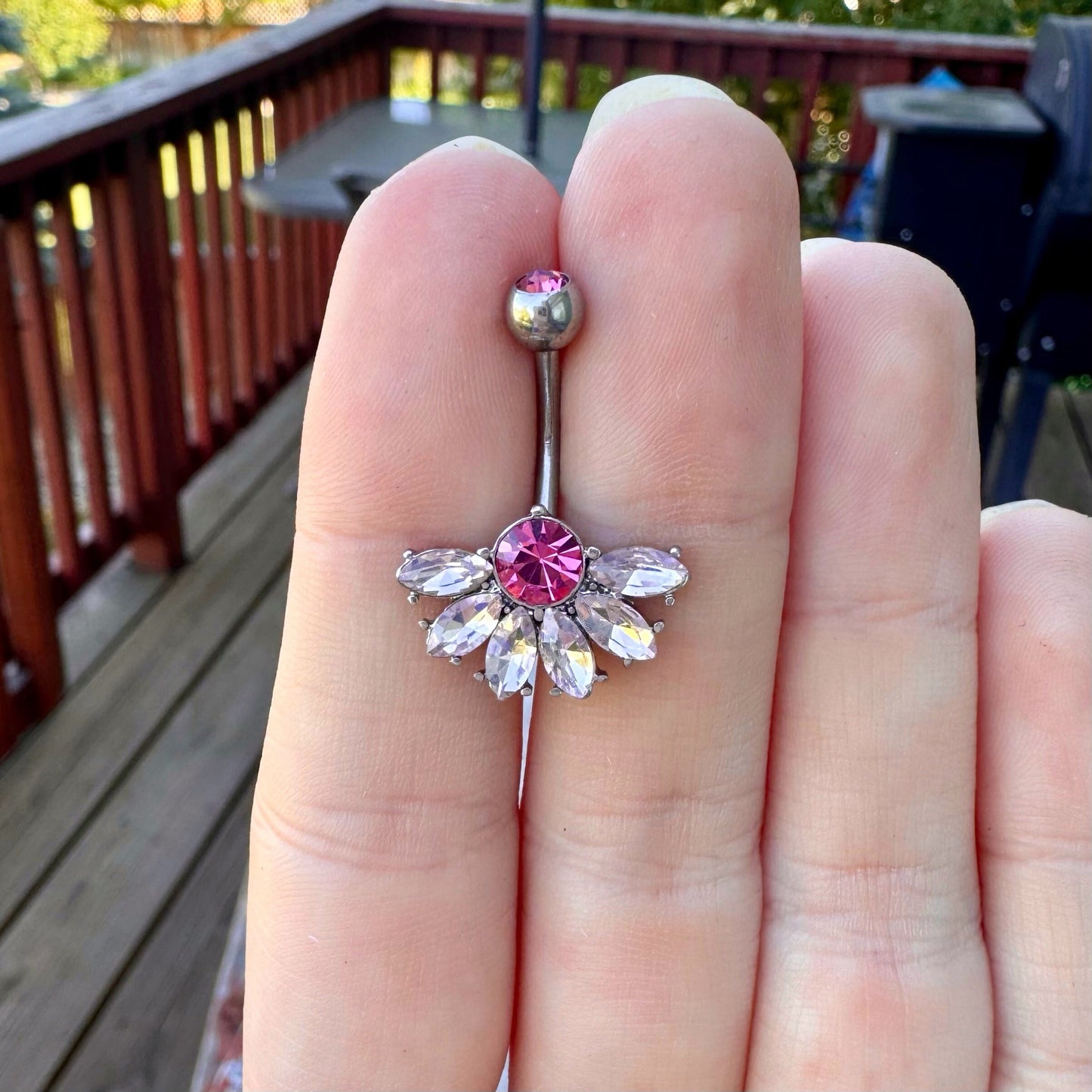 Pink Belly Button Ring, Dainty Belly Button Jewelry, Cute Small Belly Button Piercing Ring, Navel Jewelry Piercing Ring, Unique Belly Rings