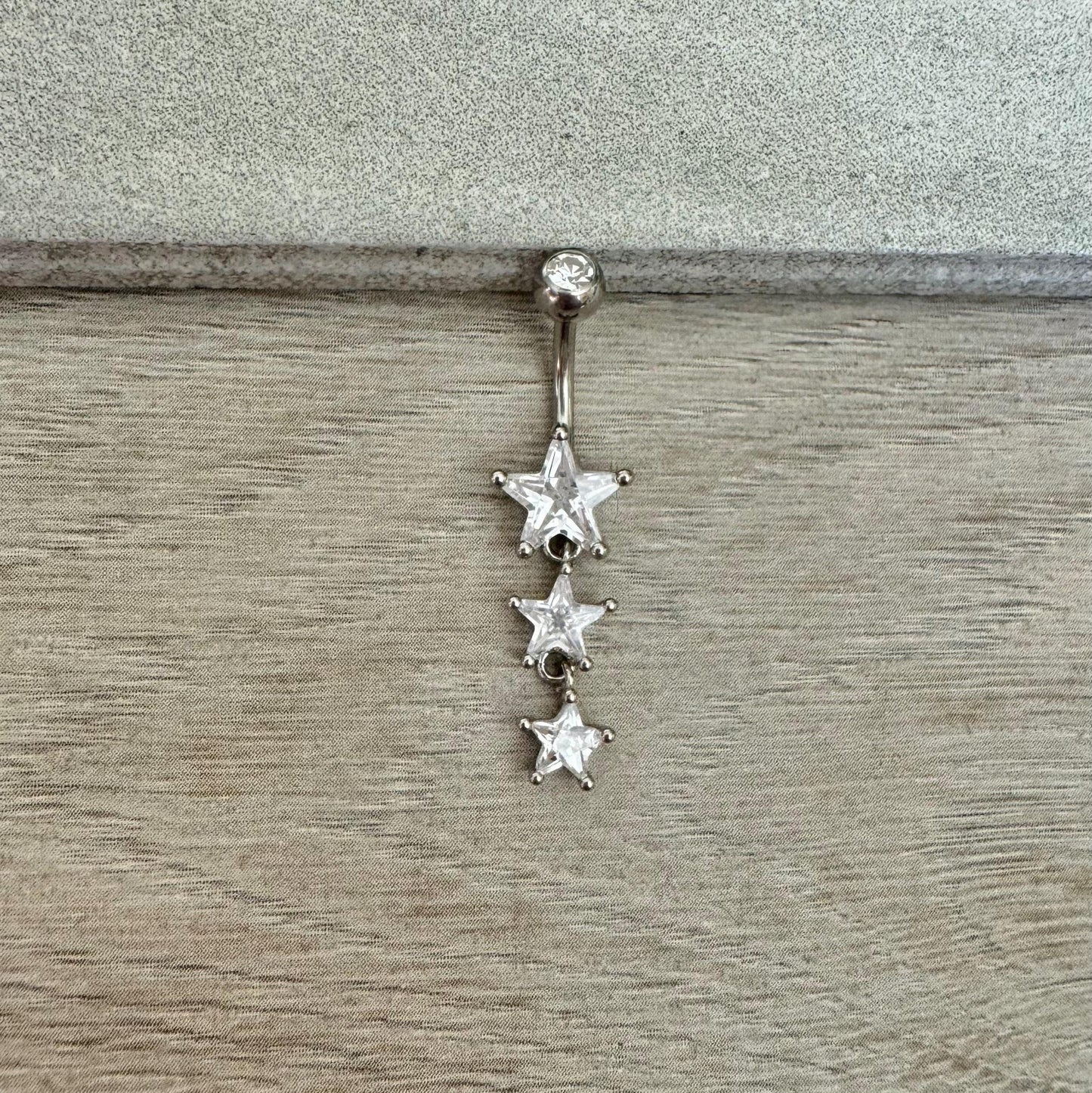 Dangly Star Belly Button Ring (14G, 10mm, Surgical Steel, Silver or Gold)