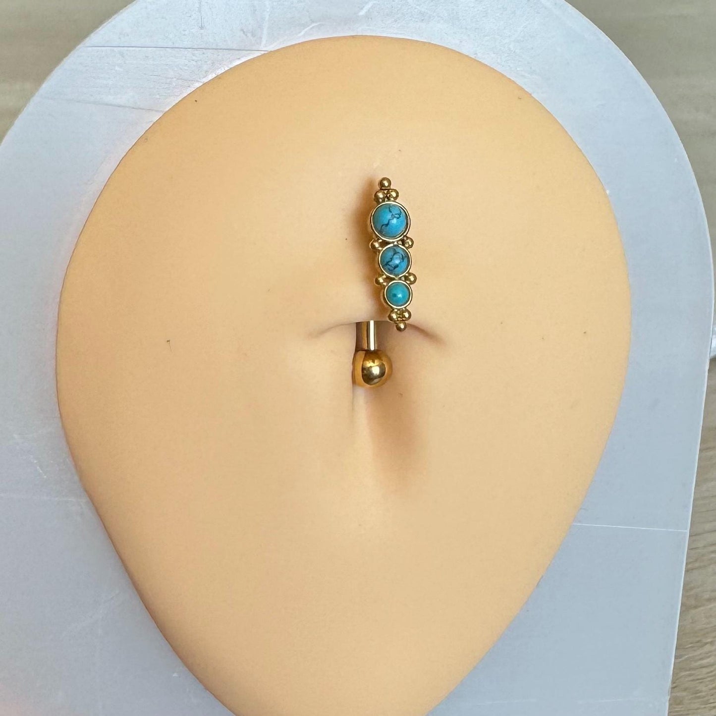 Turquoise Gold Floating Belly Button Ring (14G, 10mm, Surgical Steel)