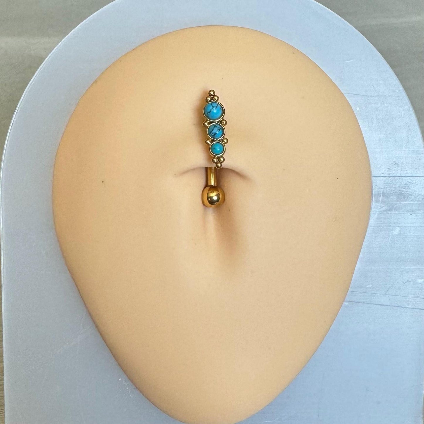 Turquoise Gold Floating Belly Button Ring (14G, 10mm, Surgical Steel)