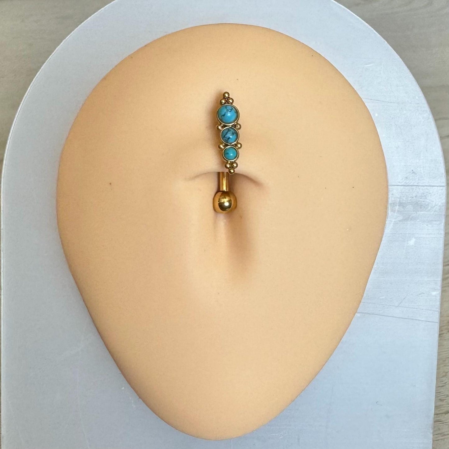 Turquoise Gold Floating Belly Button Ring (14G, 10mm, Surgical Steel)