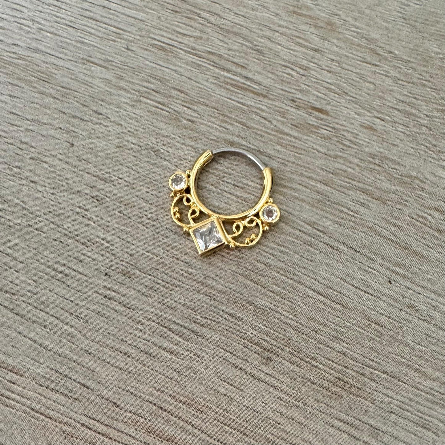 Ornate Gold Daith Earring (16G, 10mm, Surgical Steel, Gold or Rose Gold)