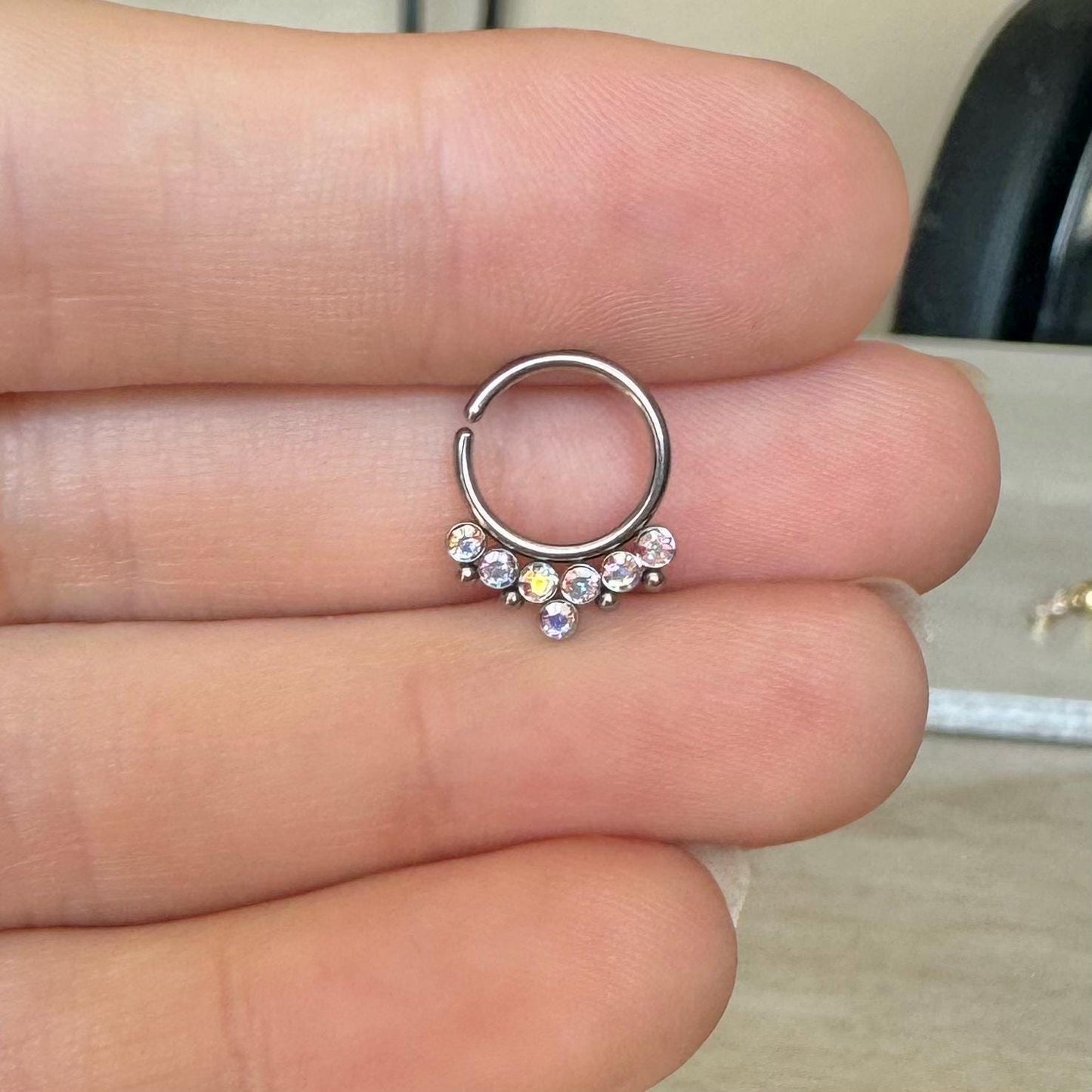 Bendable Aurora Septum Ring (16G or 18G, 8mm, Surgical Steel, Multiple Color Options)