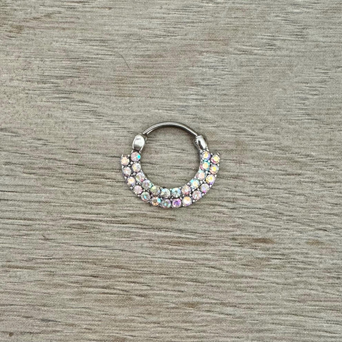 Double Lined CZ Daith Earring Aurora (16G, 10mm, Surgical Steel)