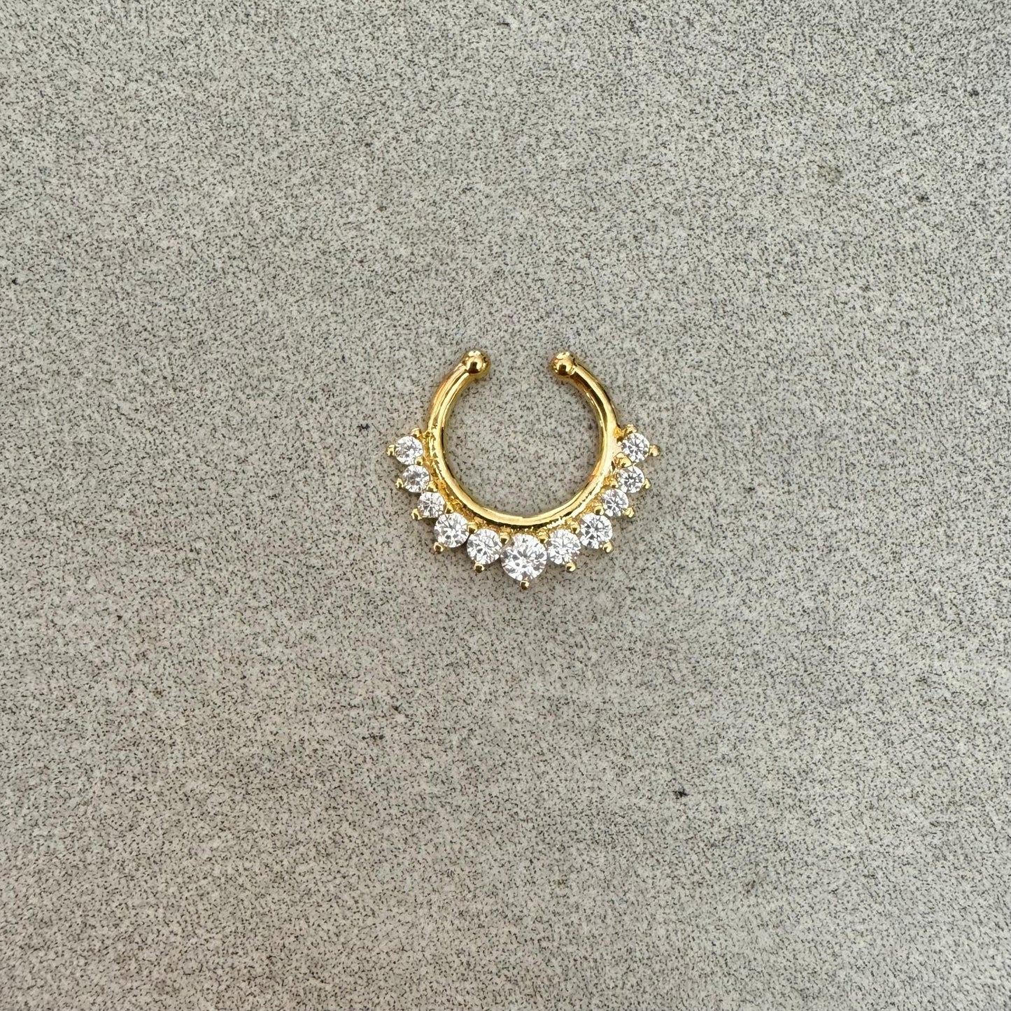 Fake Septum Ring, Gold Fan CZ