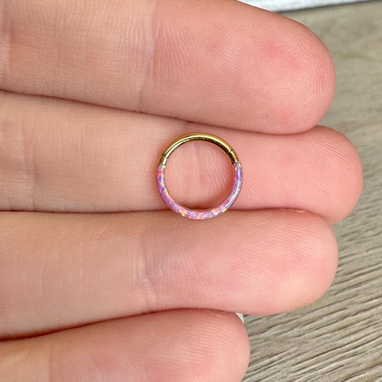 Pink Opal Gold Daith Earring (16G, 8mm or 10mm, Gold, Black, Rose Gold or Silver)