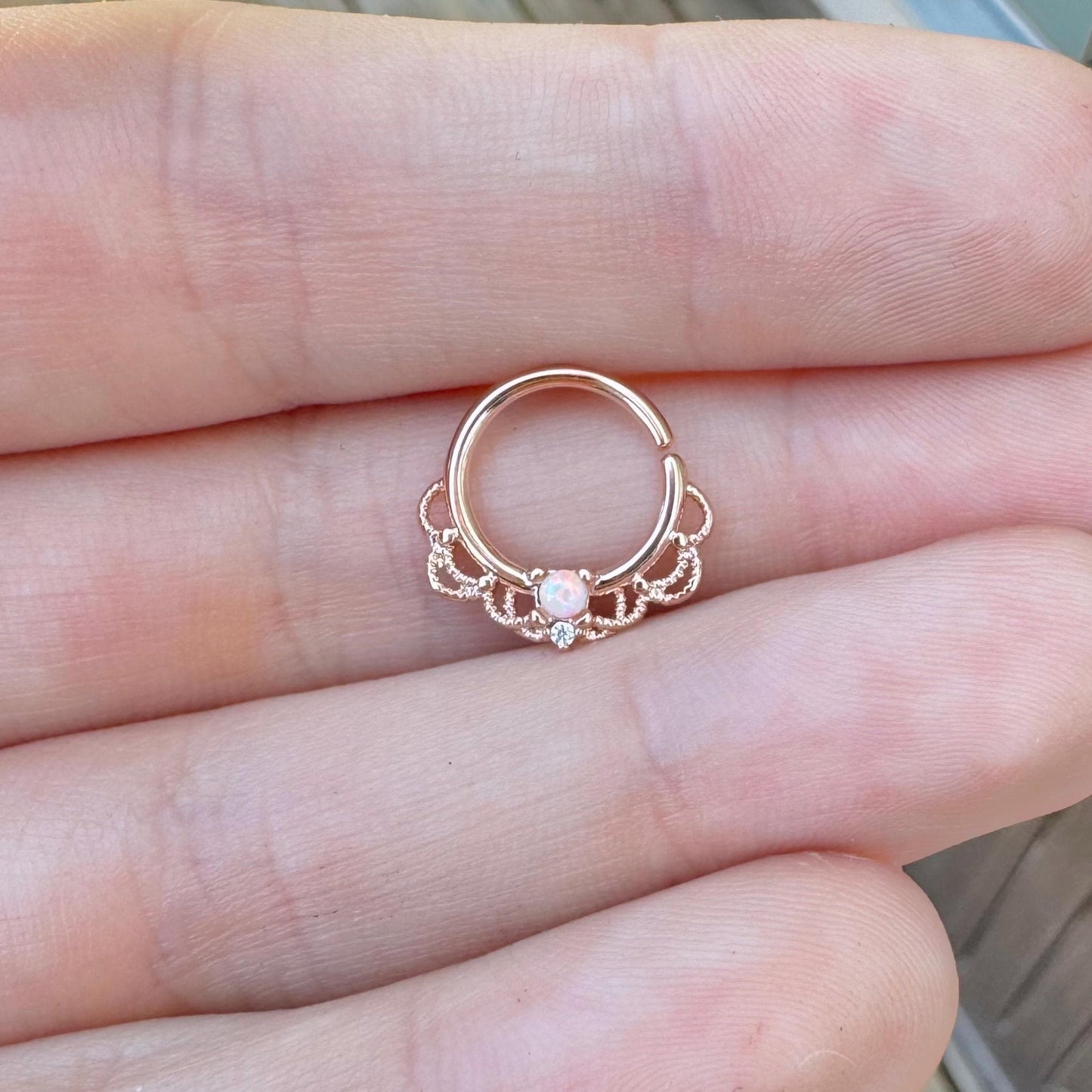 Rose Gold Opal Septum Ring (16G, 10mm, Rose Gold, Gold or Silver)