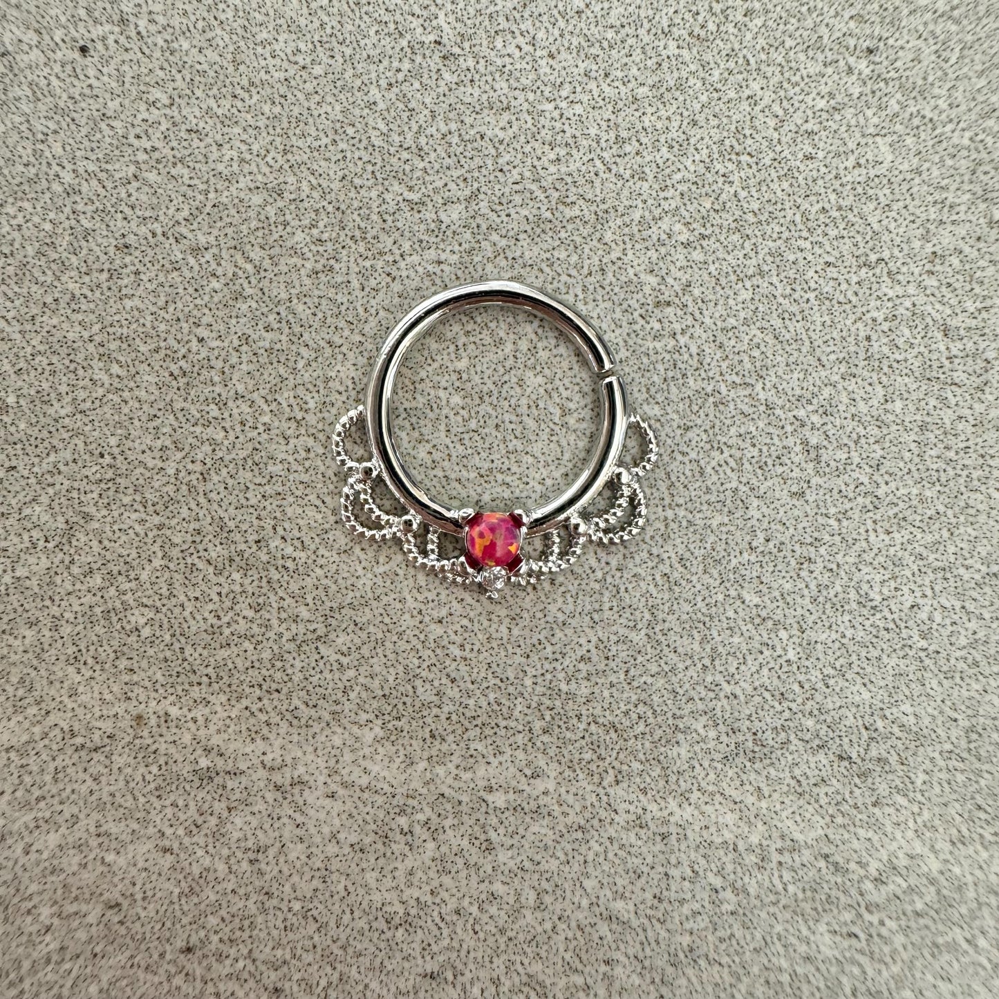 Opal Filigree Septum Ring (16G, 10mm, Rose Gold, Gold or Silver)