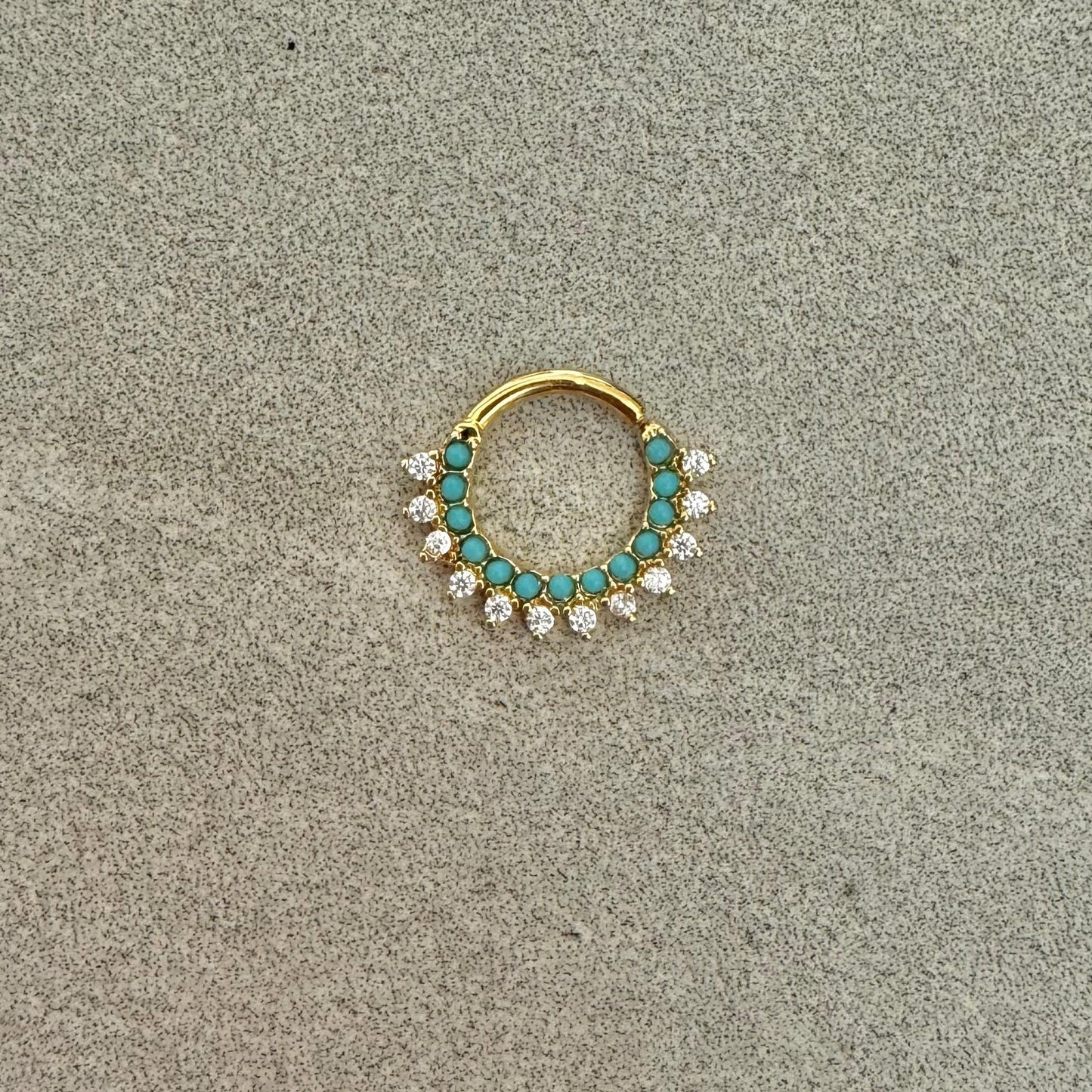 Turquoise Septum Ring (16G, 8mm, Gold or Silver)