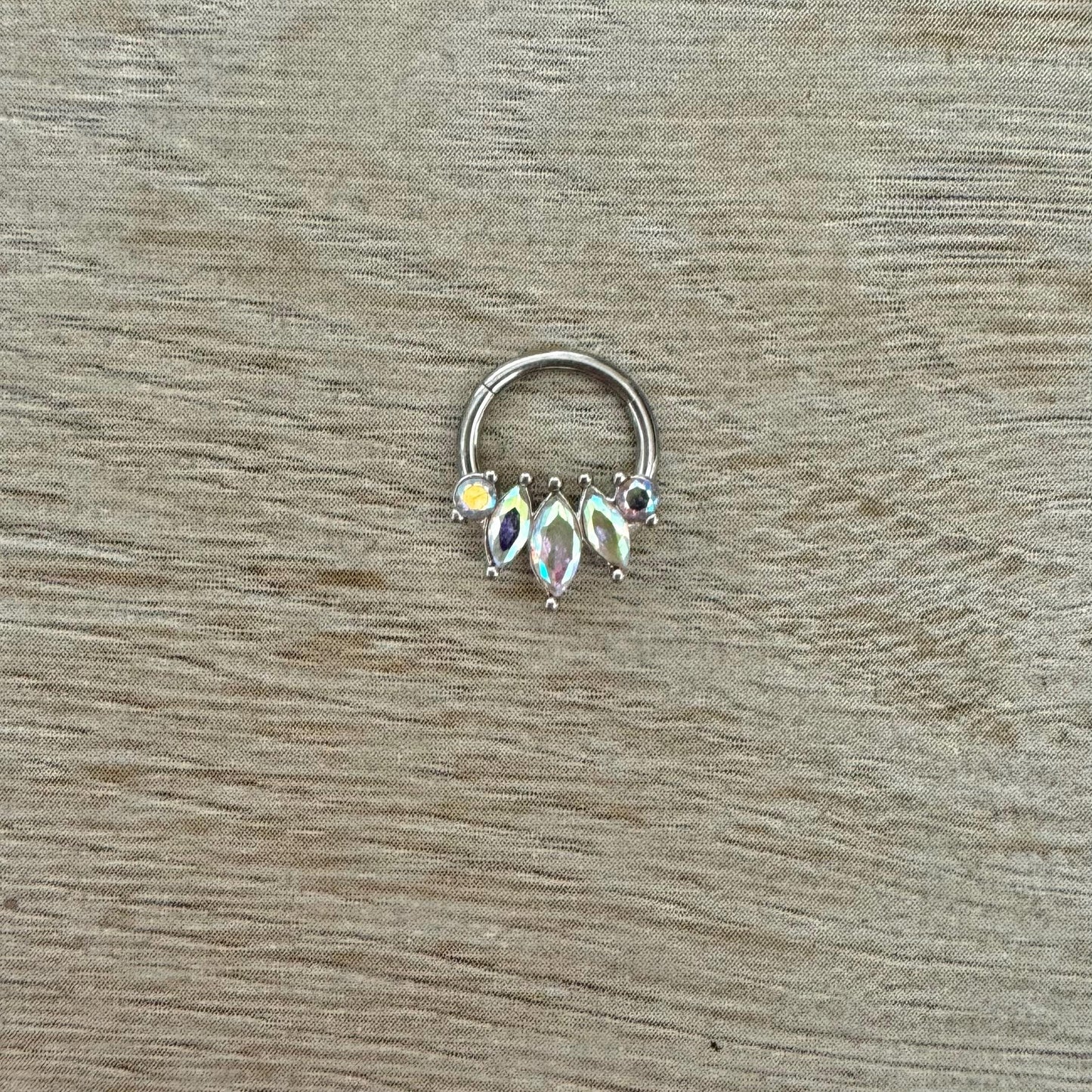 Aurora CZ Septum Ring (16G, 8mm, Surgical Steel, Silver, Gold or Rose Gold)