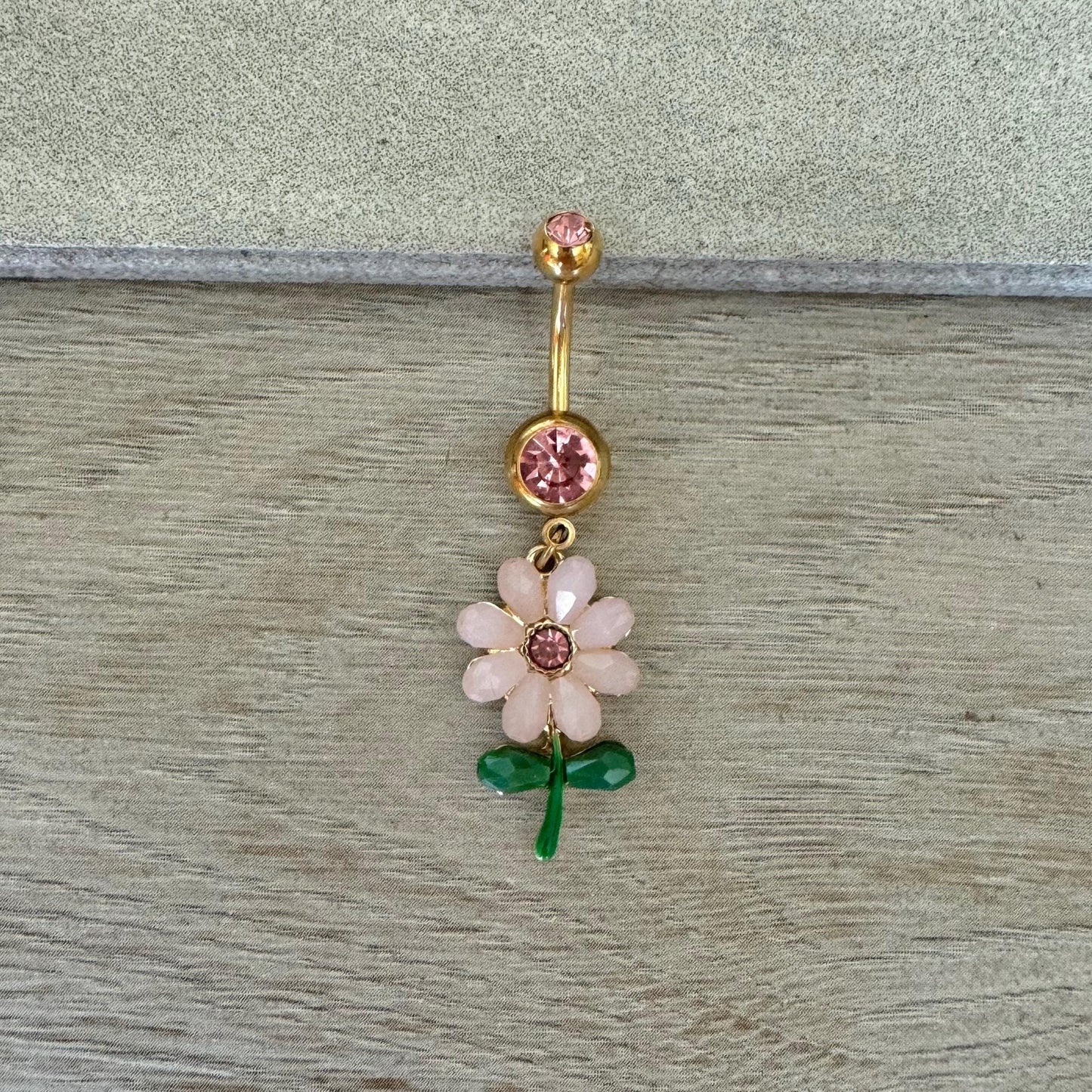 Dangly Daisy Belly Button Ring (14G, 10mm, Surgical Steel)