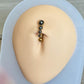 Black Pearl Top Down Belly Button Ring (14G, 10mm, Surgical Steel)