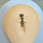 Black Pearl Top Down Belly Button Ring (14G, 10mm, Surgical Steel)