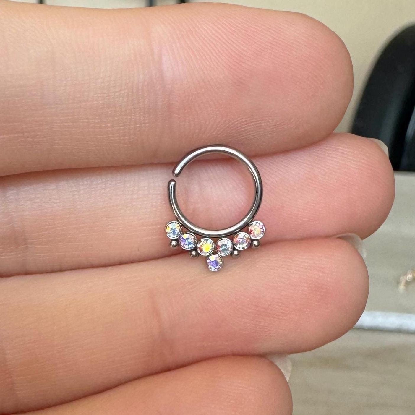 Bendable Aurora Septum Ring (16G or 18G, 8mm, Surgical Steel, Multiple Color Options)